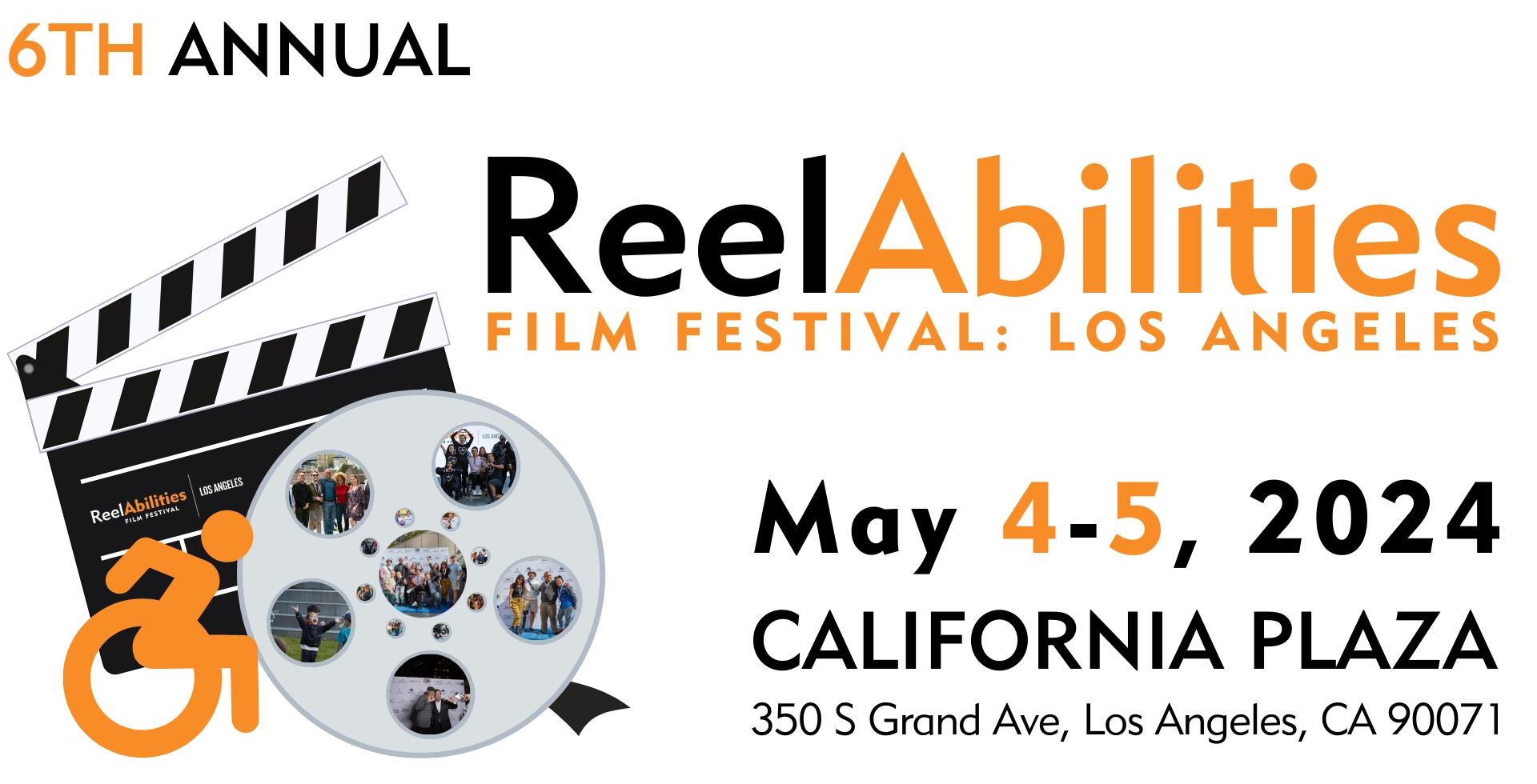 Banner for 6th Annual ReelAbilities Film Festival Los Angeles May 4 5 2024 California Plaza